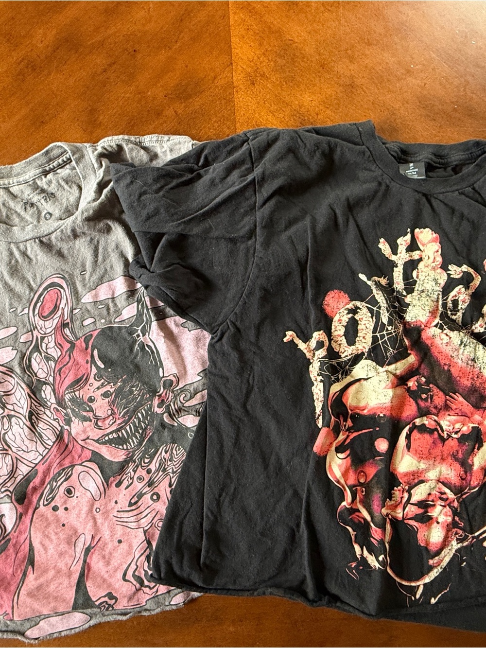 Women's Short Sleeve Graphic Tee - Black with Pink Print